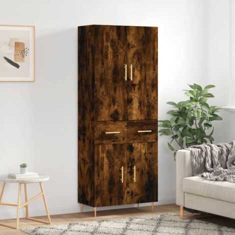 Aparador alto madera contrachapada roble ahumado 69,5x34x180 cm vidaXL (1/5)