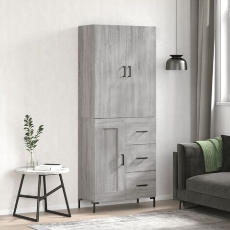 Aparador alto madera contrachapada gris sonoma 69,5x34x180 cm vidaXL (1/5)
