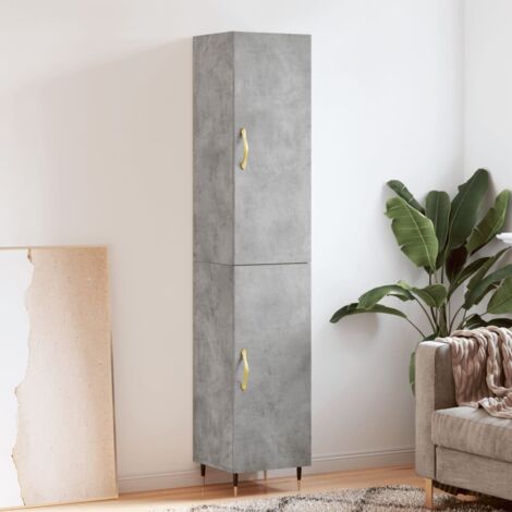 Aparador de madera contrachapada gris hormigón 34,5x34x180 cm vidaXL (1/5)