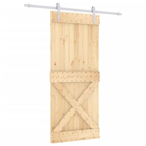 Puerta corredera con herrajes madera maciza de pino 80x210 cm vidaXL