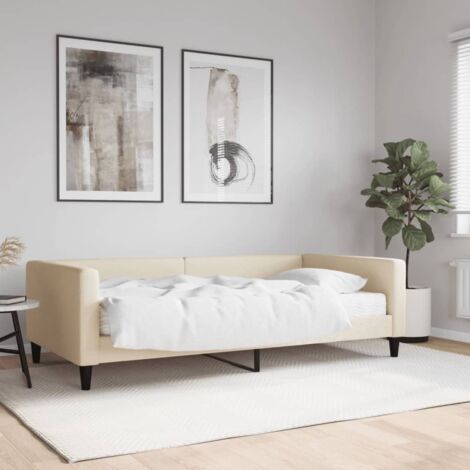 Sofá cama con colchón tela crema 100x200 cm vidaXL