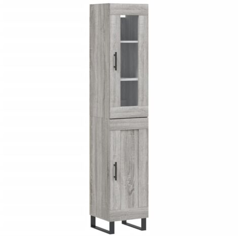 Aparador alto madera contrachapada gris Sonoma 34,5x34x180 cm vidaXL (1/6)