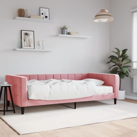 Sofá cama con colchón terciopelo rosa 100x200 cm vidaXL