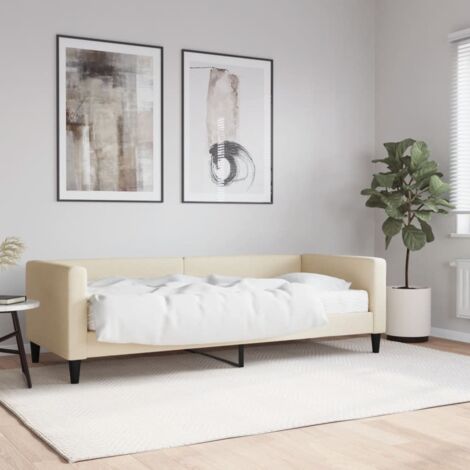 Sofá cama con colchón tela crema 80x200 cm vidaXL