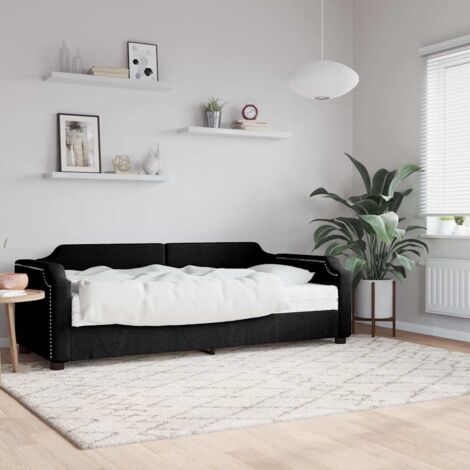 Sofá cama con colchón tela negro 80x200 cm vidaXL