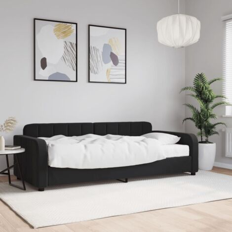 Sofá cama con colchón terciopelo negro 90x190 cm vidaXL