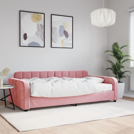 Sofá cama con colchón terciopelo rosa 100x200 cm vidaXL