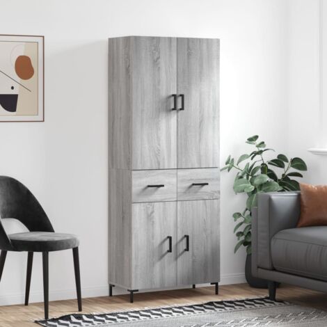 Aparador alto madera contrachapada gris sonoma 69,5x34x180 cm vidaXL (1/5)