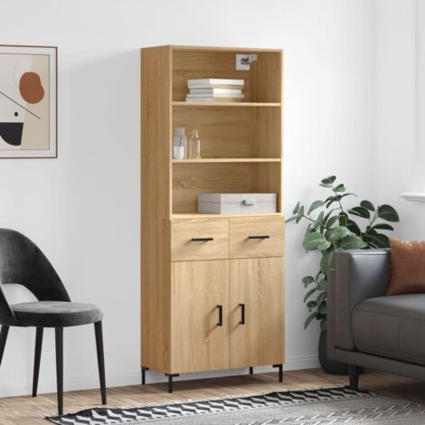 Aparador alto madera contrachapada color roble 69,5x34x180 cm vidaXL
