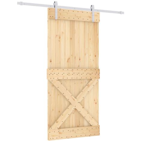 Puerta corredera con herrajes madera maciza de pino 85x210 cm