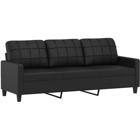 Sofá de 3 plazas de cuero sintético negro 180 cm vidaXL