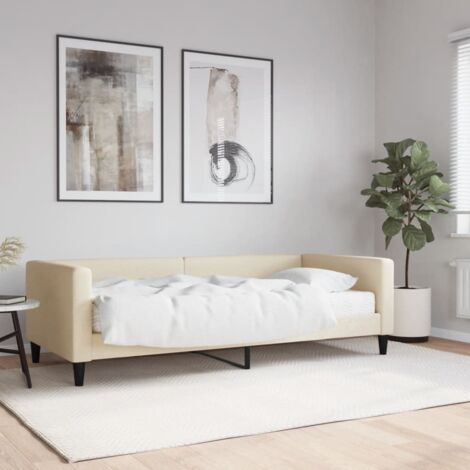 Sofá cama con colchón tela crema 90x200 cm vidaXL