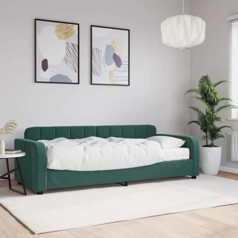 Sofá cama con colchón terciopelo verde oscuro 80x200 cm vidaXL