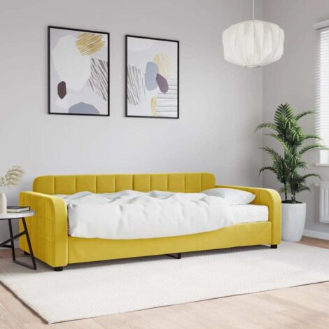 Sofá cama con colchón terciopelo amarillo 90x200 cm vidaXL