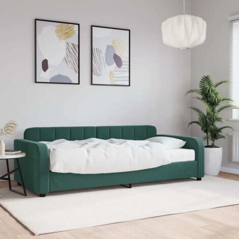 Sofá cama con colchón terciopelo verde oscuro 90x200 cm vidaXL