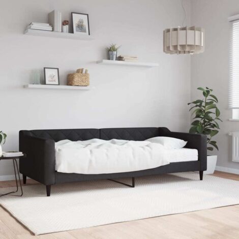 Sofá cama con colchón tela negro 90x200 cm vidaXL