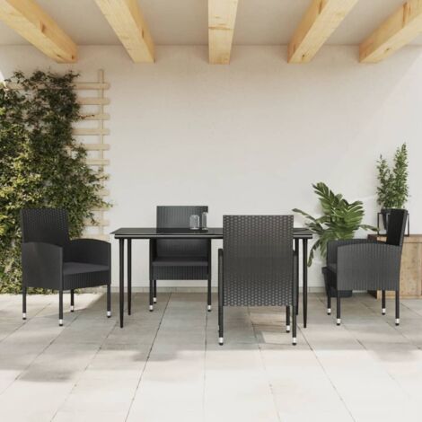 Juego de comedor de jardín 5 pzas ratán sintético y acero negro vidaXL (1/5)