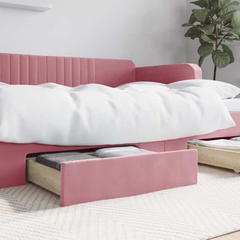 Cajones de cama 2 uds madera de ingeniería y terciopelo rosa vidaXL
