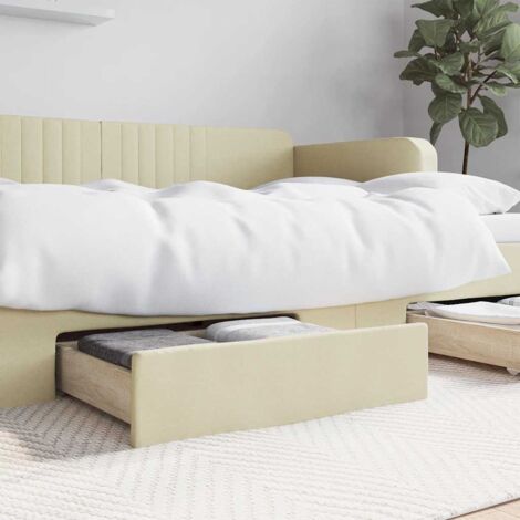 Cajones de cama 2 uds madera ingeniería y cuero sintético crema vidaXL