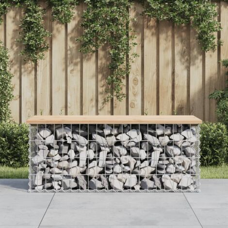 Banco de jardín diseño gaviones madera maciza pino 103x44x42 cm vidaXL