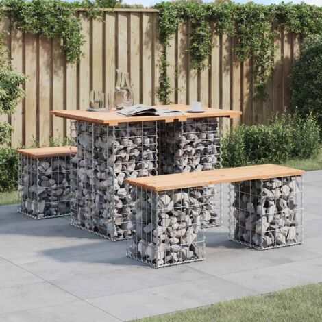 Mesa de jardín con diseño de gaviones, 100 x 70 x 72 cm, madera maciza de pino vidaXL (1/5)