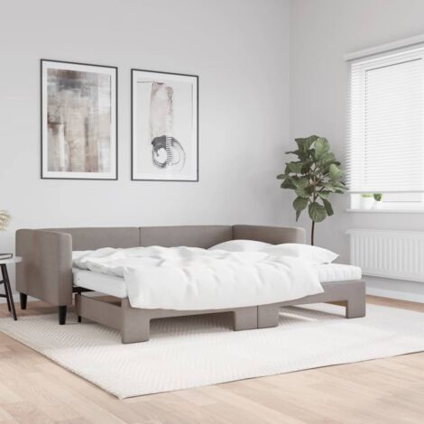 Sofá cama nido con colchón tela gris taupe 90x200 cm vidaXL