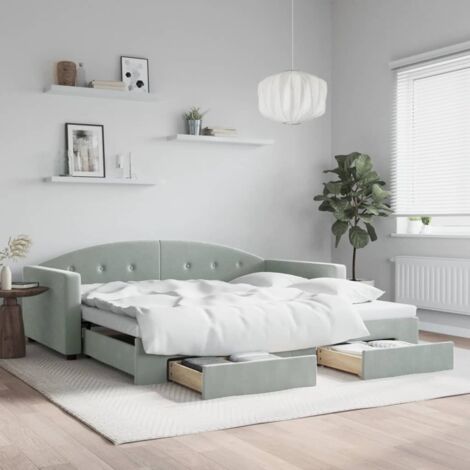 Sofá cama nido con cajones terciopelo gris claro 100x200 cm vidaXL (1/5)