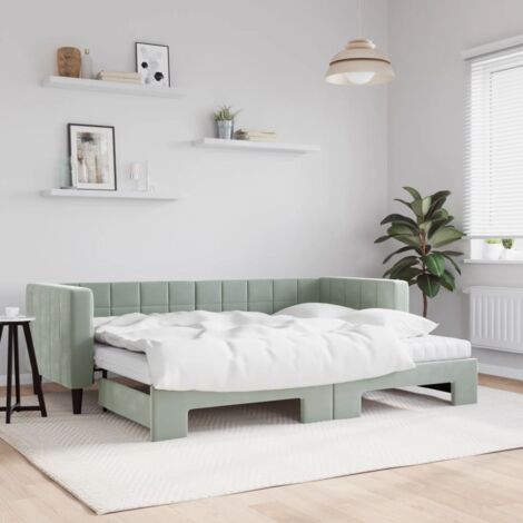 Sofá cama nido con colchón terciopelo gris claro 80x200 cm vidaXL