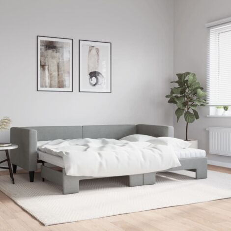 Sofá cama nido con colchón tela gris claro 80x200 cm vidaXL