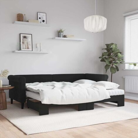 Sofá cama nido con colchón terciopelo negro 80x200 cm vidaXL (1/5)