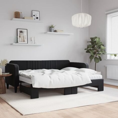 Sofá cama nido con colchón terciopelo negro 80x200 cm vidaXL