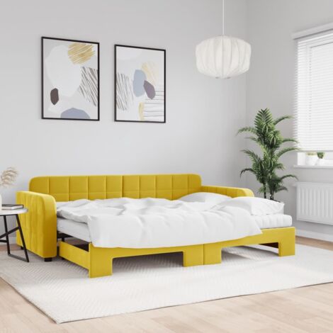 Sofá cama nido con cajones terciopelo amarillo 80x200 cm vidaXL