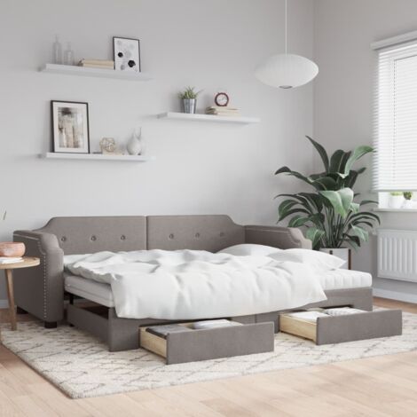 Sofá cama nido con cajones tela gris taupe 90x200 cm vidaXL