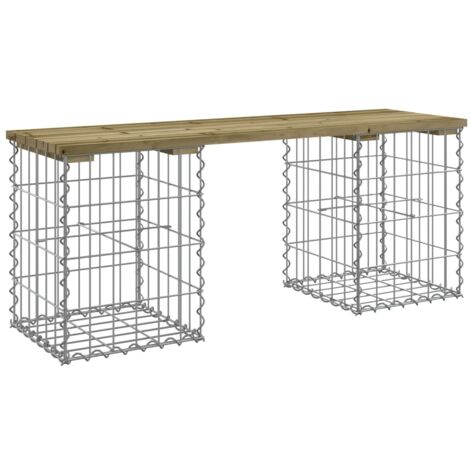 Banco jardín diseño gaviones madera pino impregnada 103x31x42cm vidaXL (1/5)