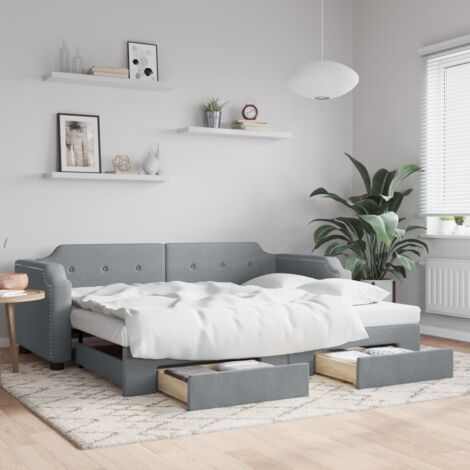 Sofá cama nido con cajones tela gris claro 100x200 cm vidaXL