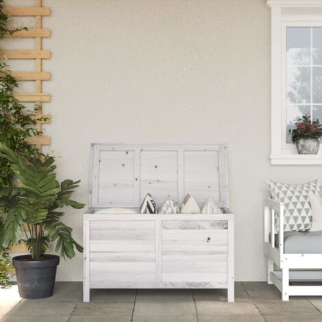 Arcón de jardín madera maciza abeto blanco 99x49,5x58,5 cm vidaXL