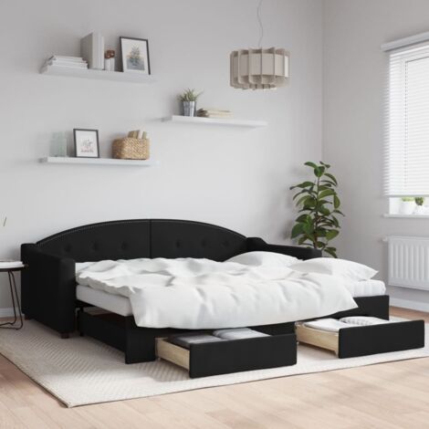 Sofá cama nido con cajones tela negro 90x190 cm vidaXL (1/5)