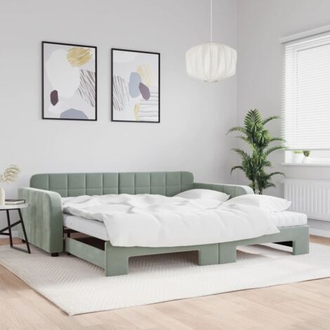 Sofá cama nido con colchón terciopelo gris claro 100x200 cm vidaXL (1/5)