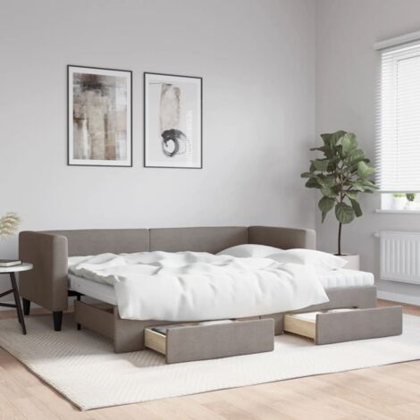 Sofá cama nido con cajones tela gris taupe 80x200 cm vidaXL
