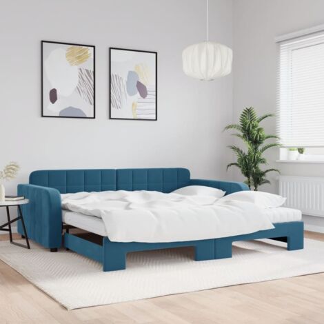 Sofá cama nido con colchón terciopelo azul 100x200 cm vidaXL