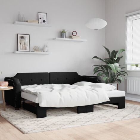 Sofá cama nido tela negro 100x200 cm vidaXL