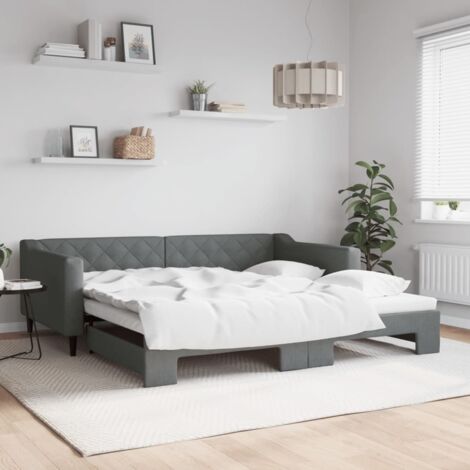 Vidaxl – Sofá cama nido 100x200 cm – Tela gris oscuro – Estructura de madera y metal – Diseño moderno para salón o dormitorio (1/5)