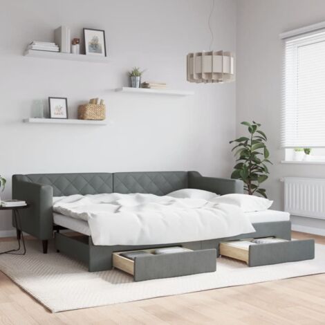 Sofá cama nido con cajones tela gris oscuro 90x200 cm vidaXL (1/5)