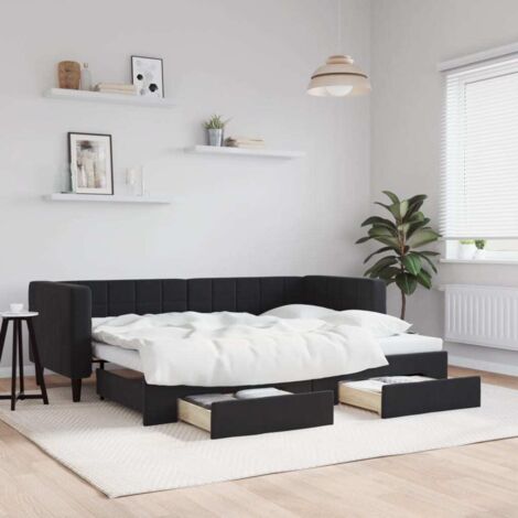Sofá cama nido con cajones terciopelo negro 80x200 cm vidaXL