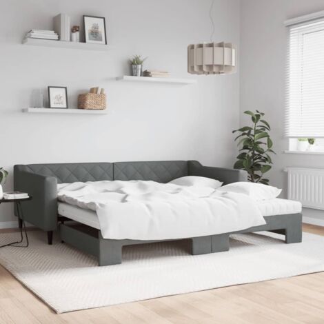 Sofá cama nido con colchón tela gris oscuro 100x200 cm vidaXL