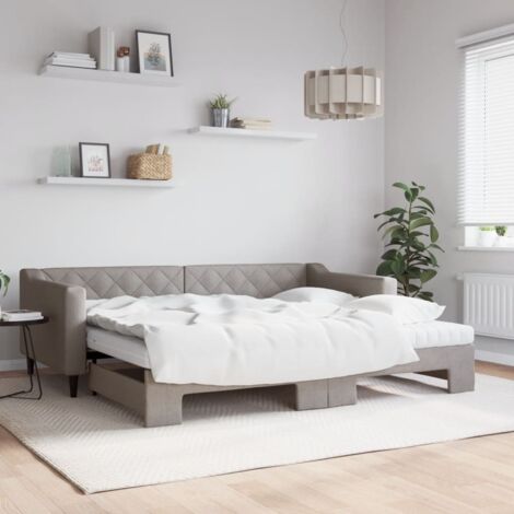 Sofá cama nido con colchón tela gris taupe 90x200 cm vidaXL