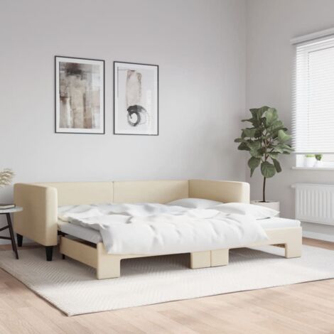 Sofá cama nido tela crema 100x200 cm vidaXL