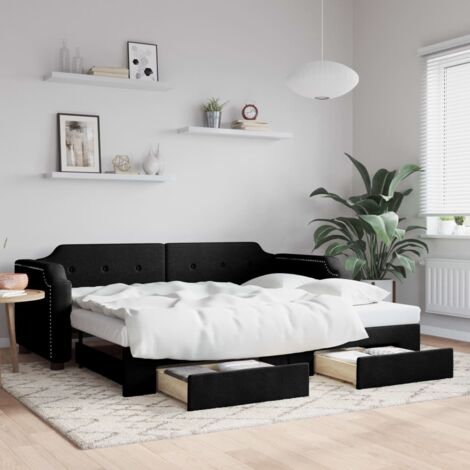 Sofá cama nido con cajones tela negro 80x200 cm vidaXL