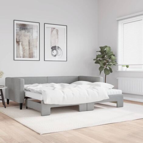 Sofá cama nido con colchón tela gris claro 90x190 cm vidaXL