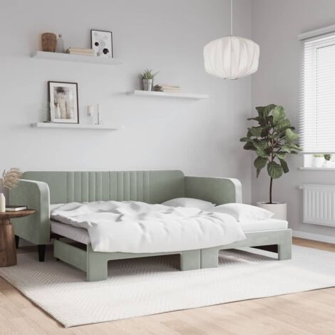 Sofá cama nido terciopelo gris claro 90x190 cm vidaXL (1/5)